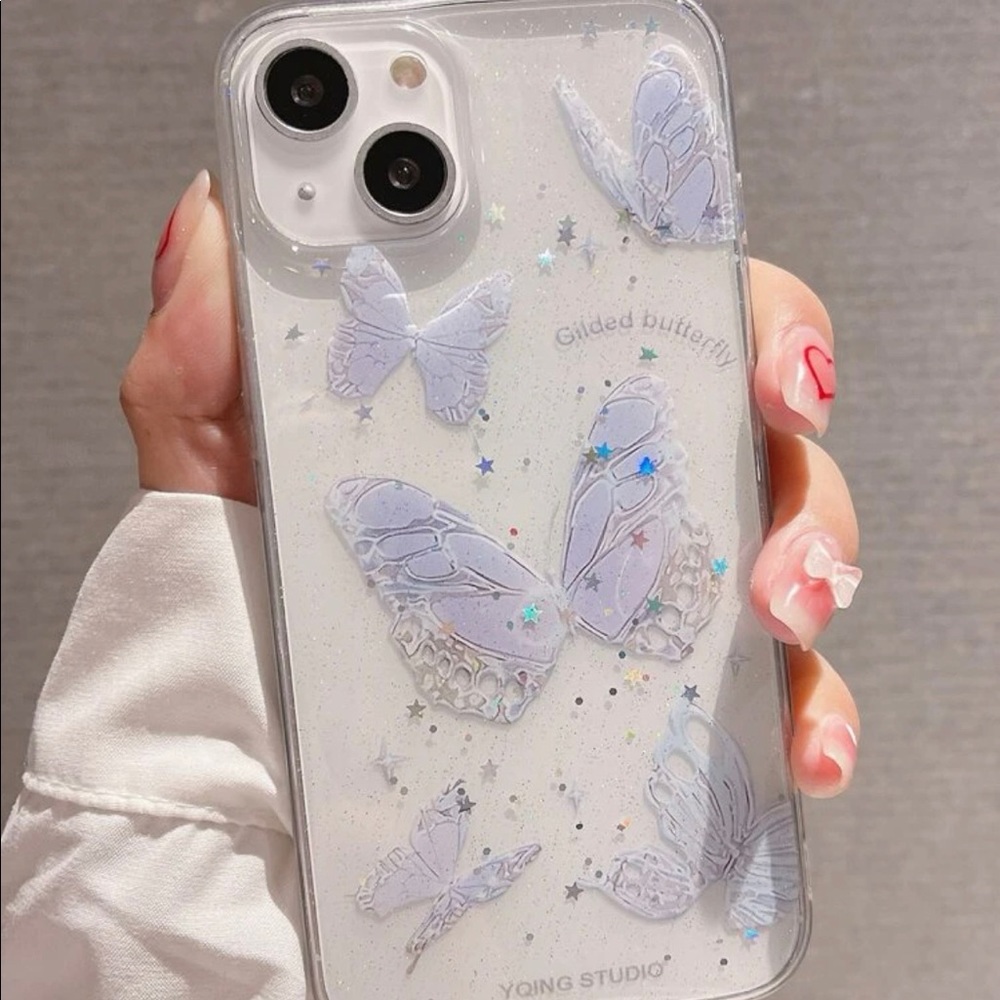 Soft flex iPhone 12 case. Clear with purple butterfly design. Lovely 💜🦋💜